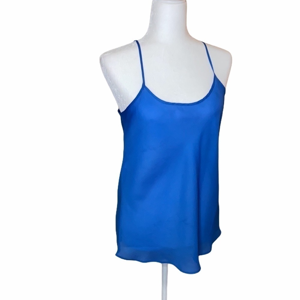 Anne Klein sheer spaghetti Strap blue Top